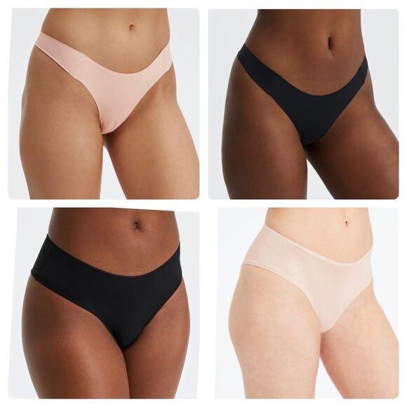 NEW LOT of 5 Sz 1X Fabletics The No Show Thong Briefs Beige and Black Underwear - Picture 9 of 10